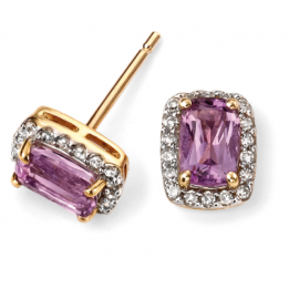 Amethyst and Diamond Gold Earrings 